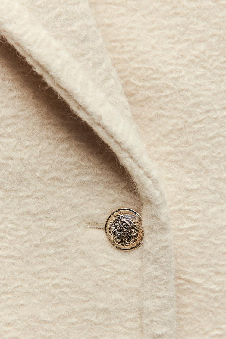 Manteau mis long bouclé - écru