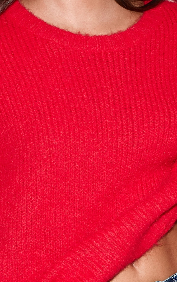 PULL OVERSIZE CÔTELÉ ROUGE