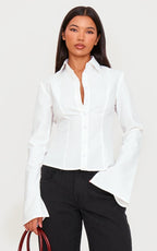 CHEMISE CINTRÉE BLANCHE À COUTURES STRUCTURANTES