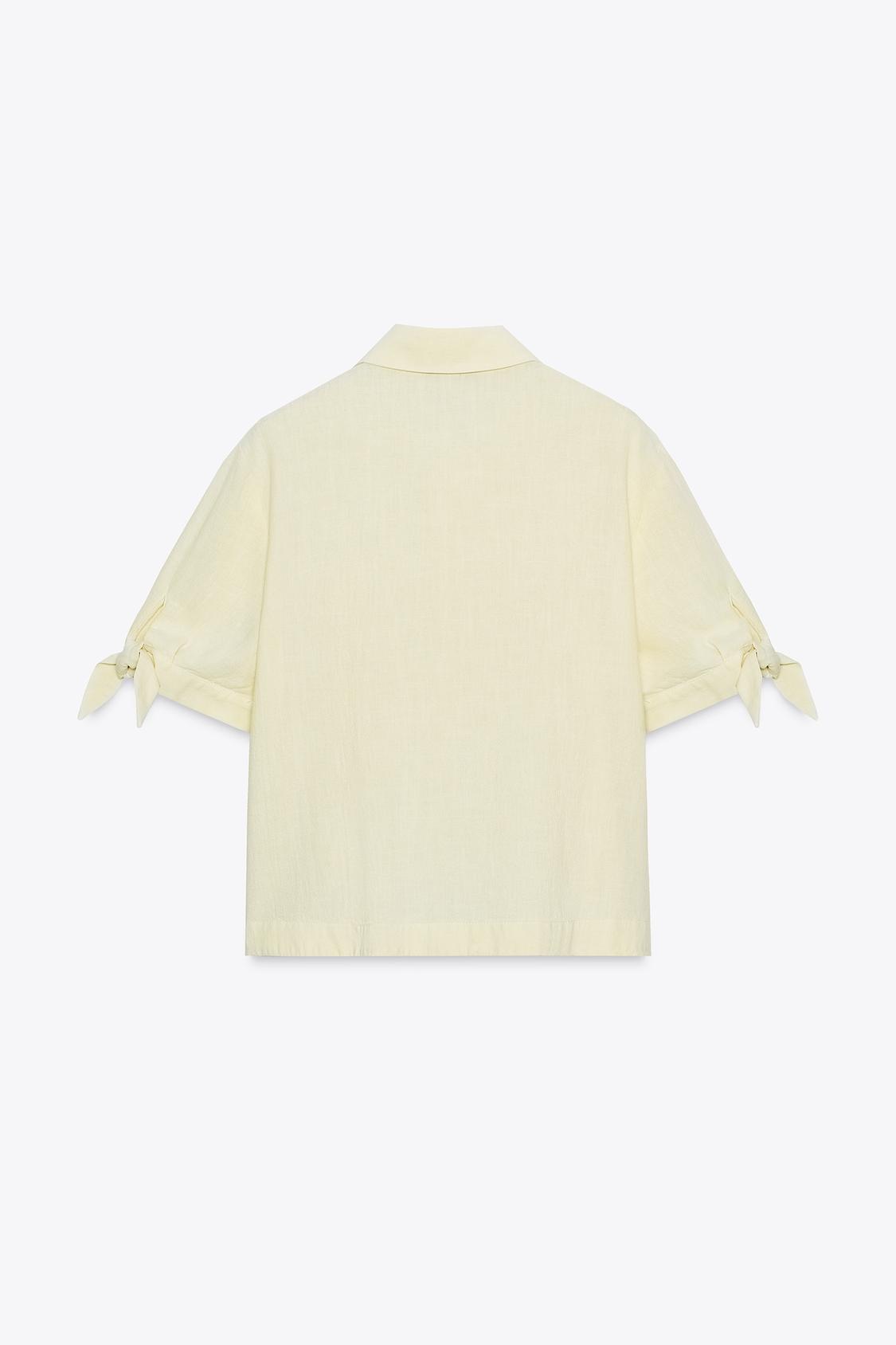 CHEMISE MANCHES COURTES AVEC LACETS EN RAMIE