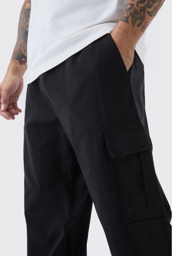 PANTALON DROIT À TAILLE ÉLASTIQUÉE