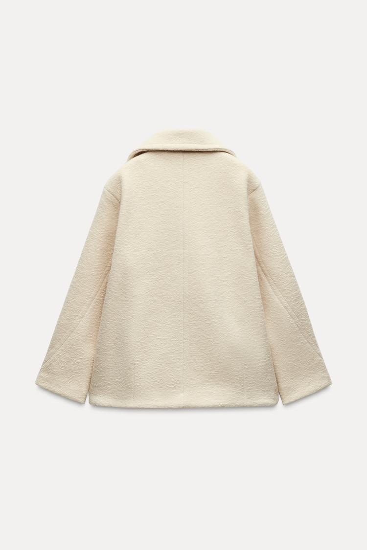 Manteau mis long bouclé - écru