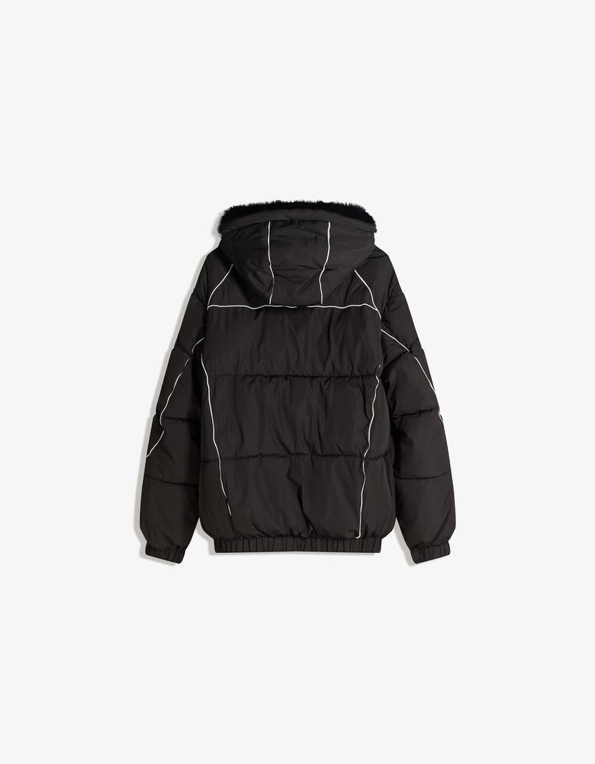 BLOUSON TECHNIQUE À CAPUCHE FAUSSE FOURRURE