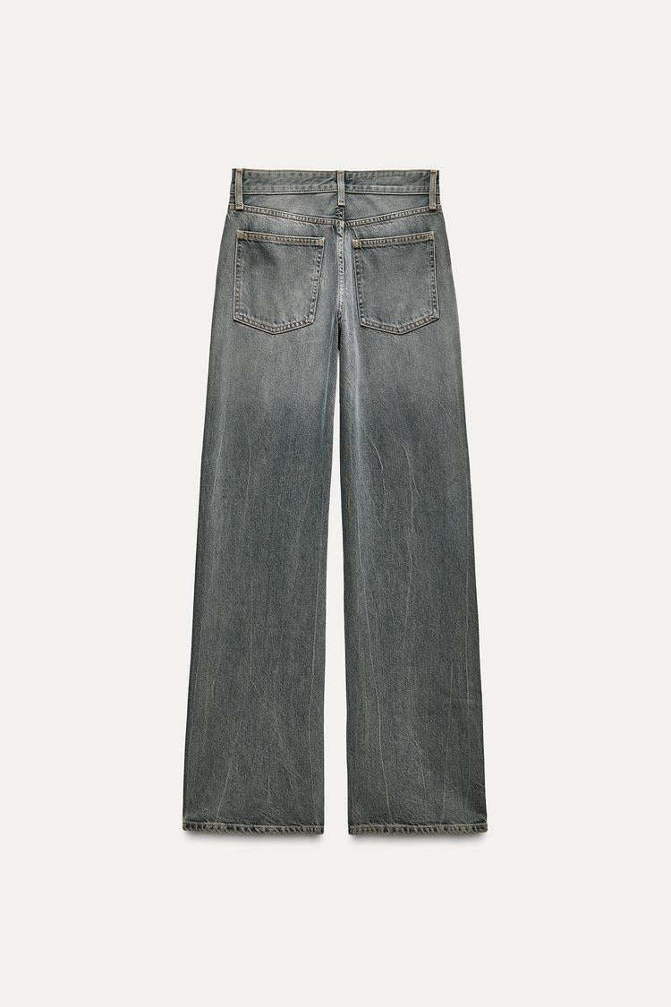 Jean trf wide leg taille normale - Gris chiné