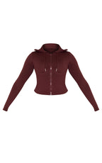 SHAPE HOODIE SCULPTANT STRETCH MARRON À ZIP