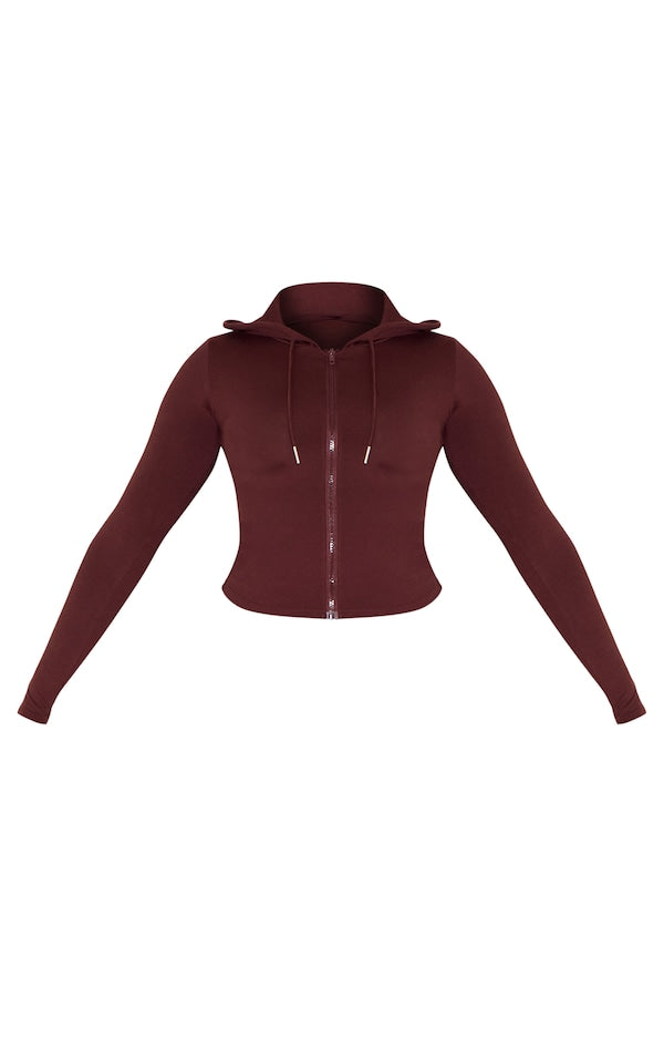 SHAPE HOODIE SCULPTANT STRETCH MARRON À ZIP