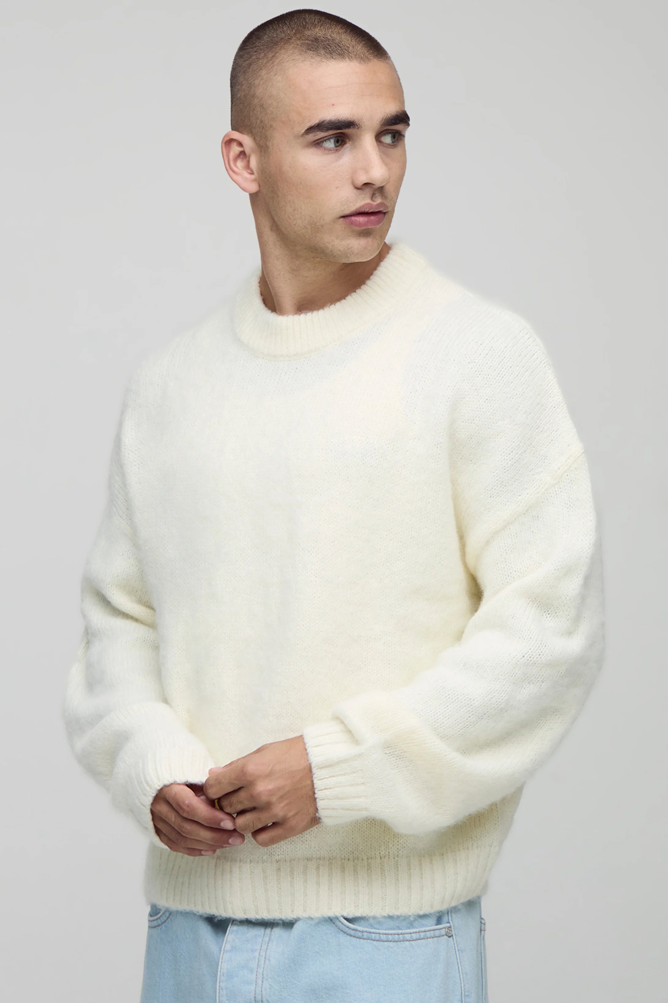 BOXY FIT BRUSHED EXTENDED  KNITTED JUMPER