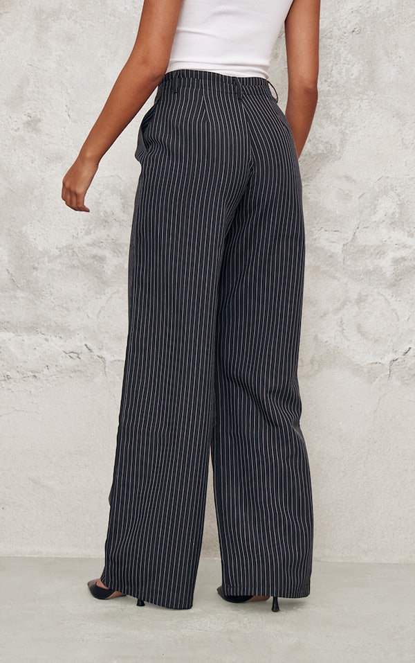 TALL PANTALON DE TAILLEUR LARGE NOIR À FINES RAYURES