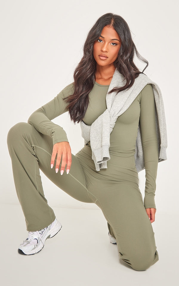 TALL PANTALON FLARE SCULPT  VERT OLIVE À DÉTAIL CONTOURS