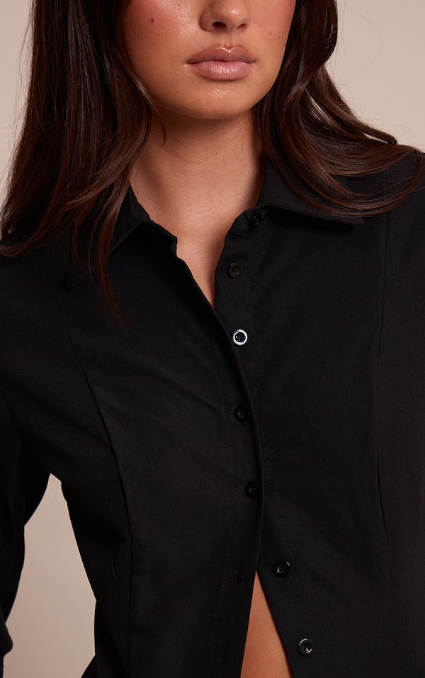 CHEMISE CINTRÉE BLANCHE À COUTURES STRUCTURANTES