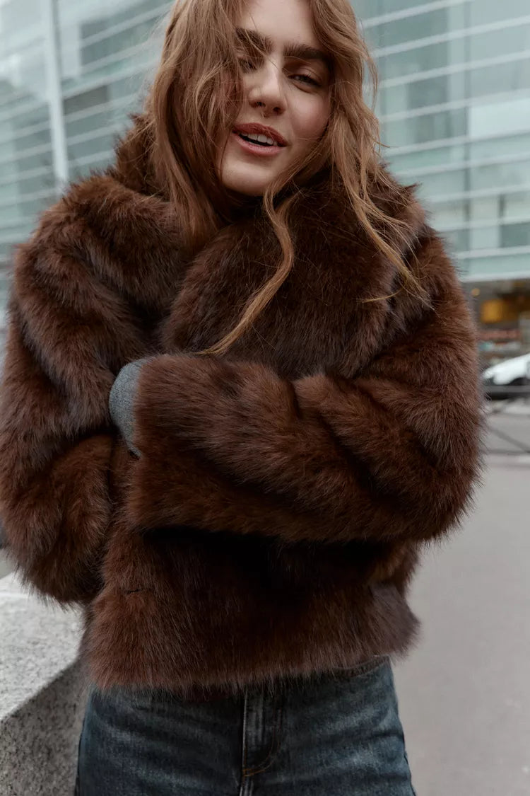 VESTE RÉVERSIBLE DOUBLE FACE EFFET FOURRURE