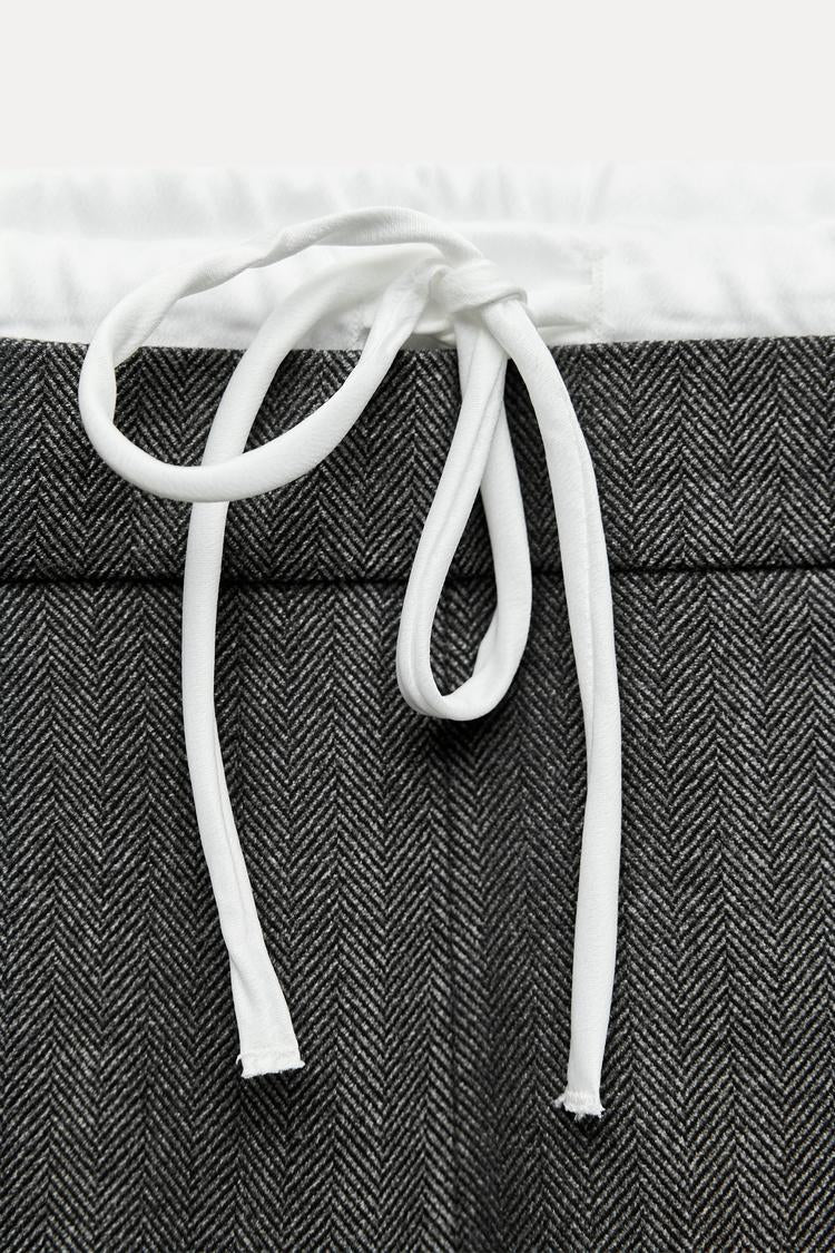 Pantalon large a taille double - Beige