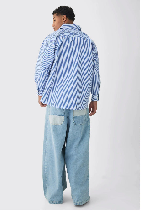 CHEMISE OVERSIZE À RAYURES ET MANCHES LONGUES