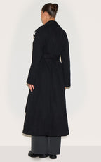 TRENCH CEINTURÉ NOIR À DOUBLE BOUTONNIÈRE