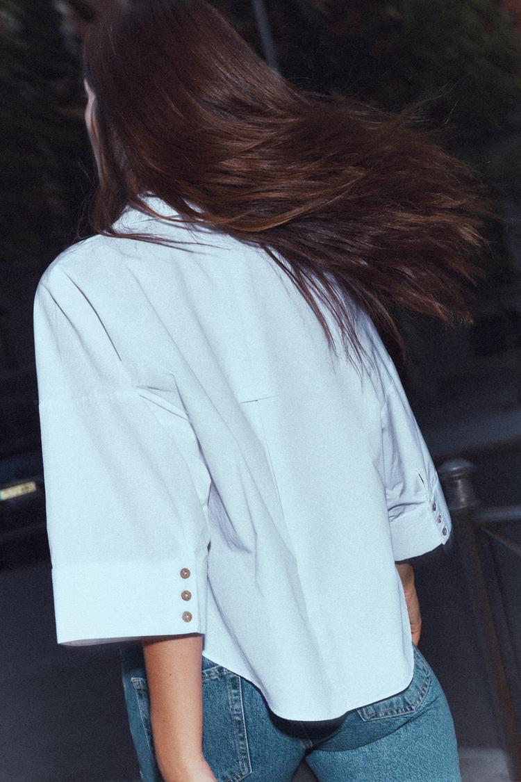 CHEMISE EN POPELINE À MANCHES AMPLES