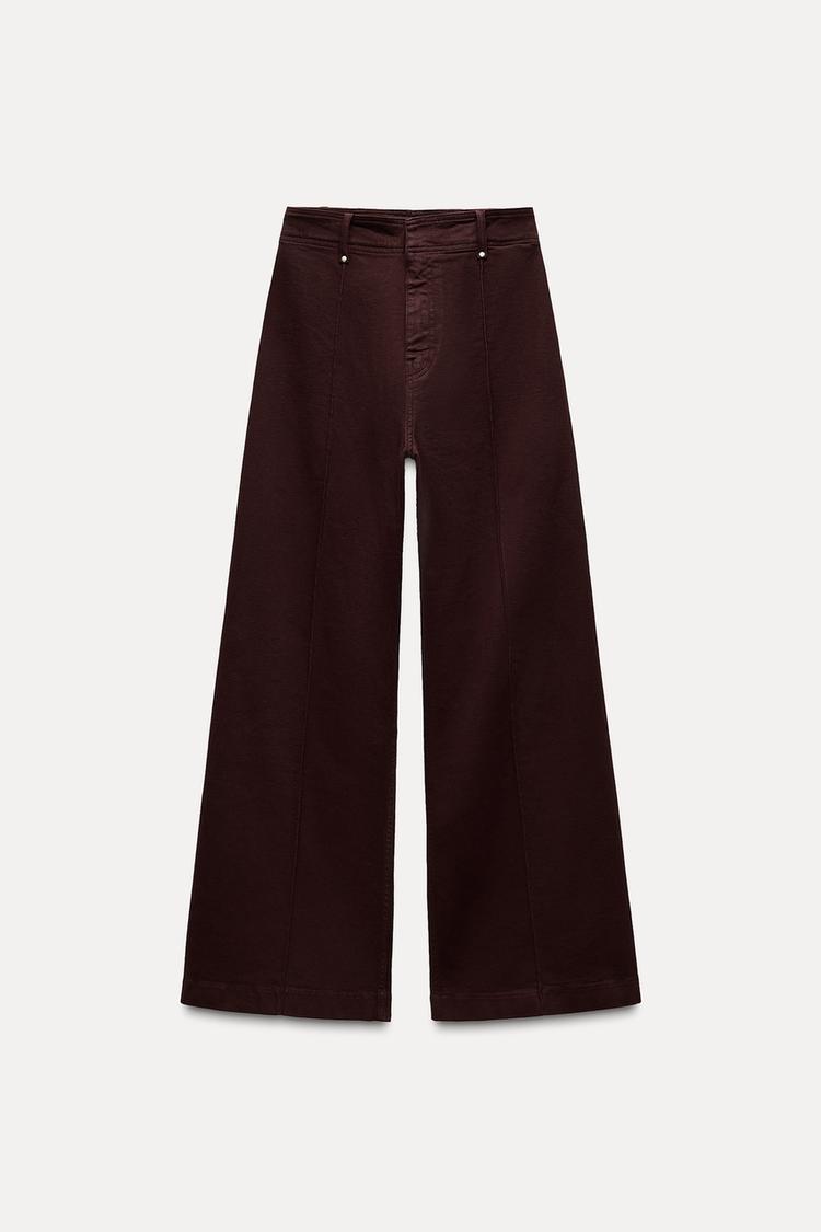 Jean coupe droite large et taille haute - Bordeaux