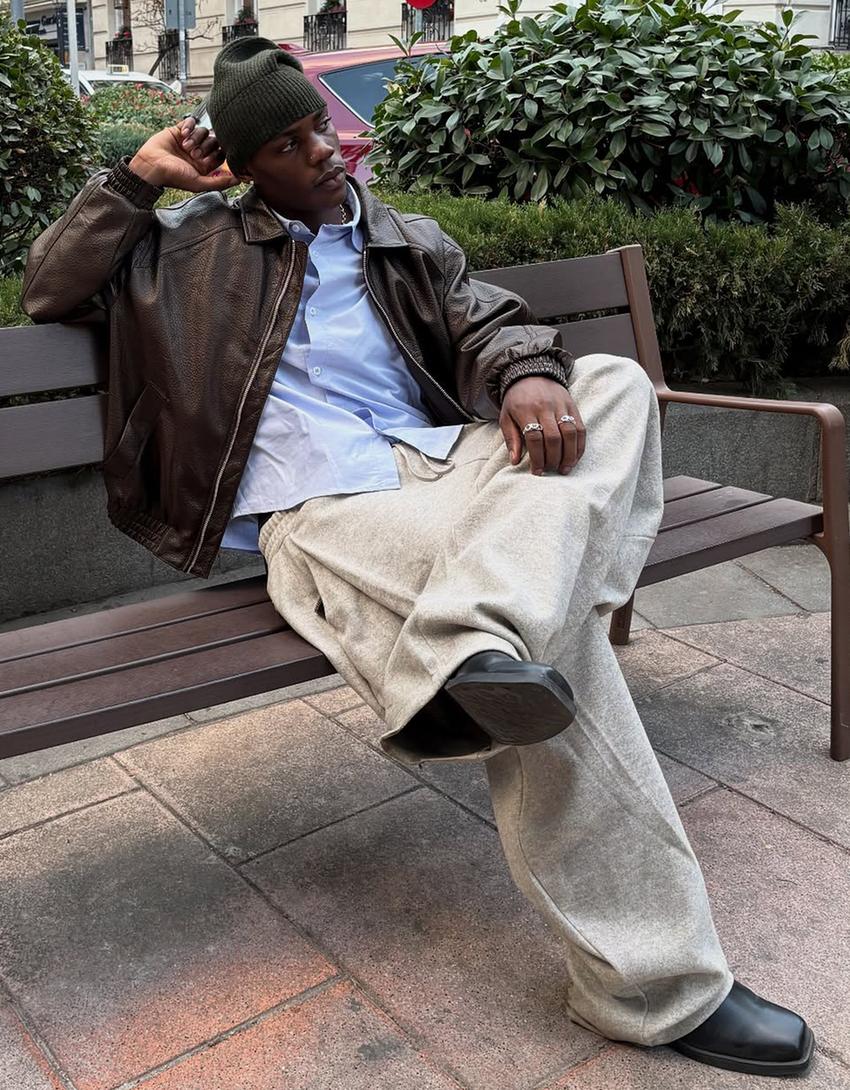 PANTALON BALLON À PINCES EN TISSU