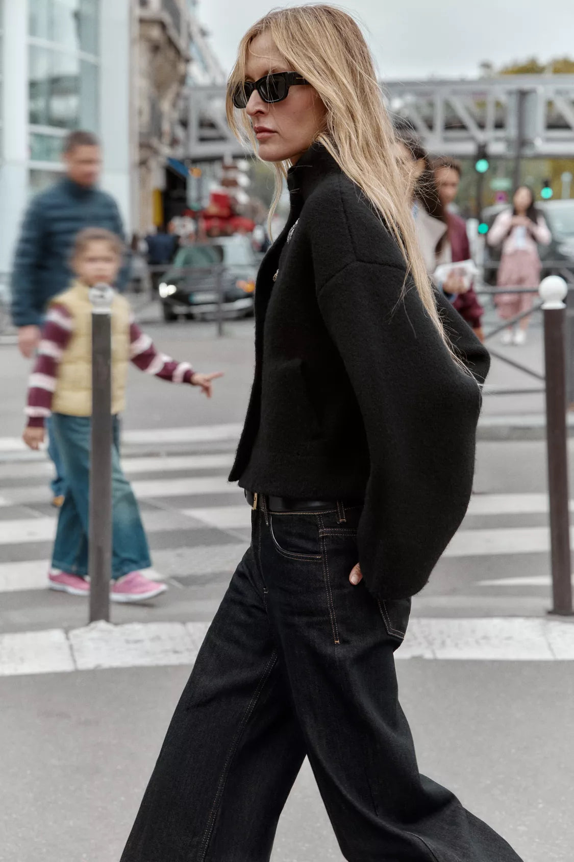 VESTE BOMBER CROISÉE EN MAILLE