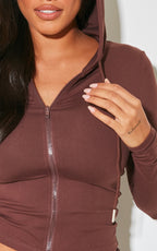 SHAPE HOODIE SCULPTANT STRETCH MARRON À ZIP