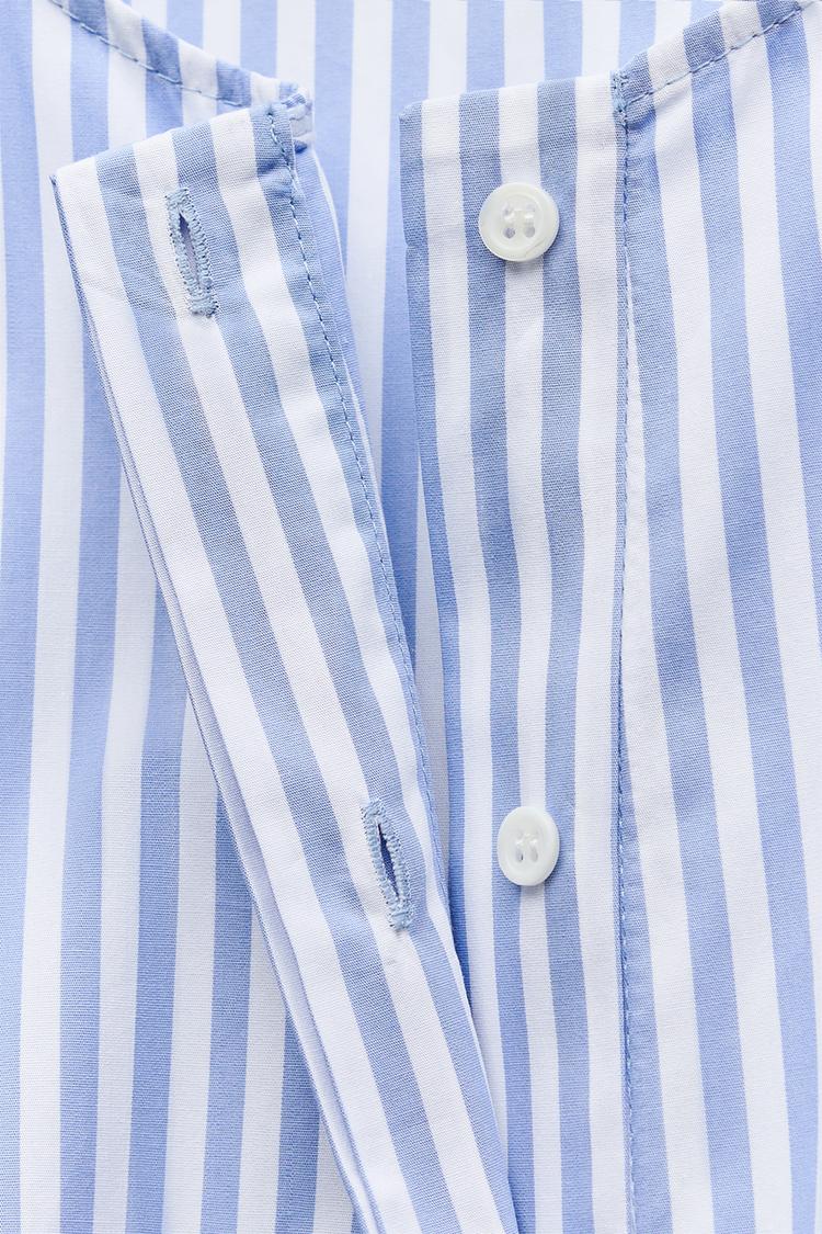 Robe en popeline a rayures - Bleu