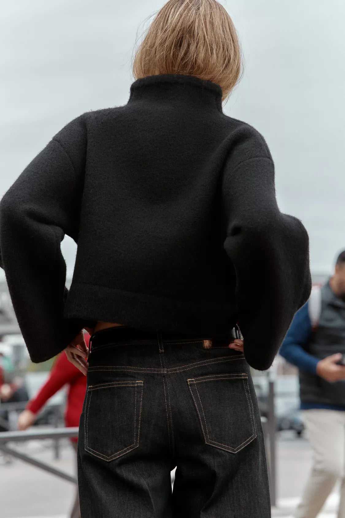 VESTE BOMBER CROISÉE EN MAILLE