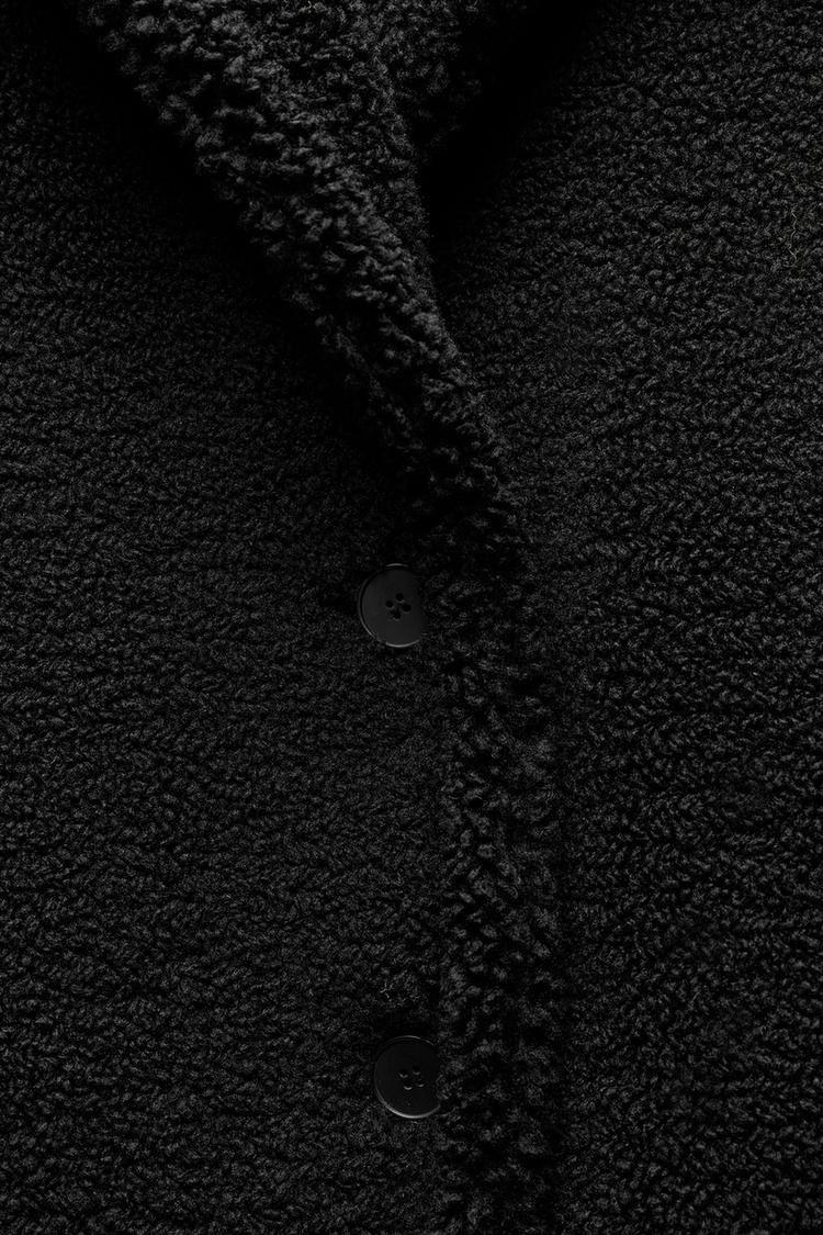 Manteau long effet mouton - Blanc cassé