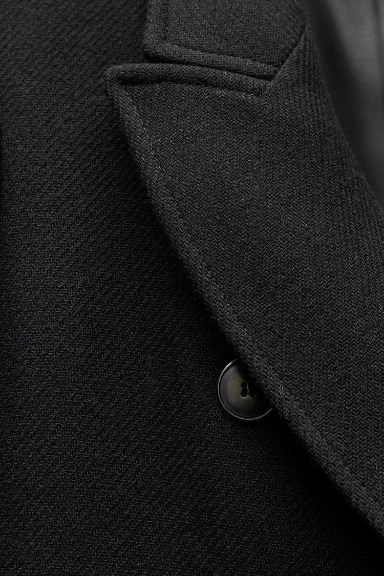 Manteau à boutonnage croisé avec laine - Noir