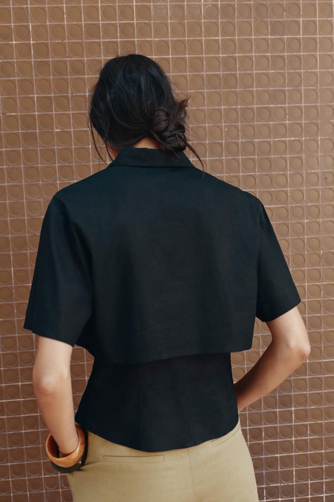 CHEMISE AJUSTÉE AVEC LIN DOUBLE ÉPAISSEUR