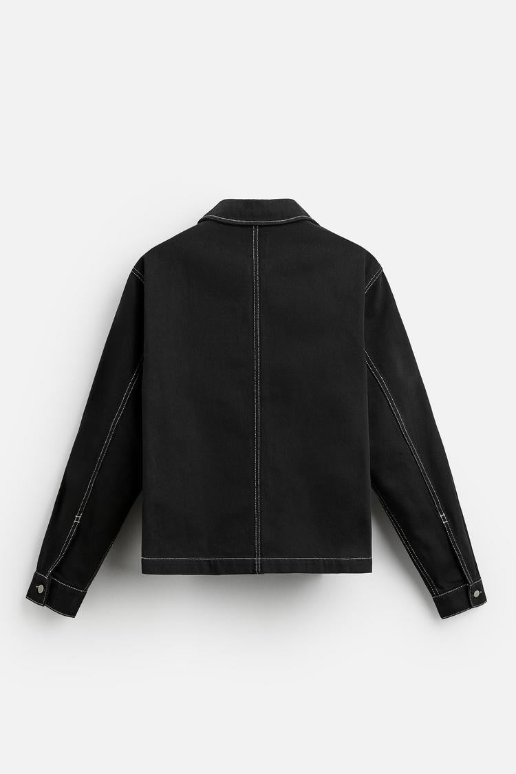 Surchemise à surpiqûres en contraste