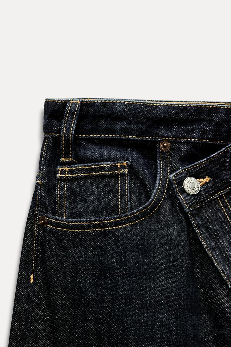 Jean trf wide leg cinturilla cruzada taille haute - Bleu soutenu