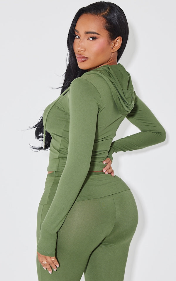 SHAPE HOODIE SCULPT KAKI À ZIP