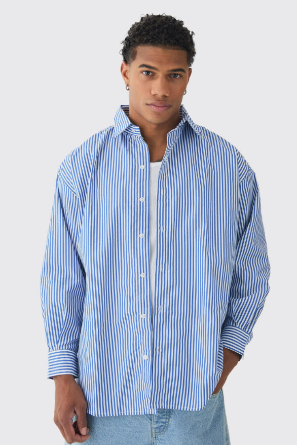 CHEMISE OVERSIZE À RAYURES ET MANCHES LONGUES