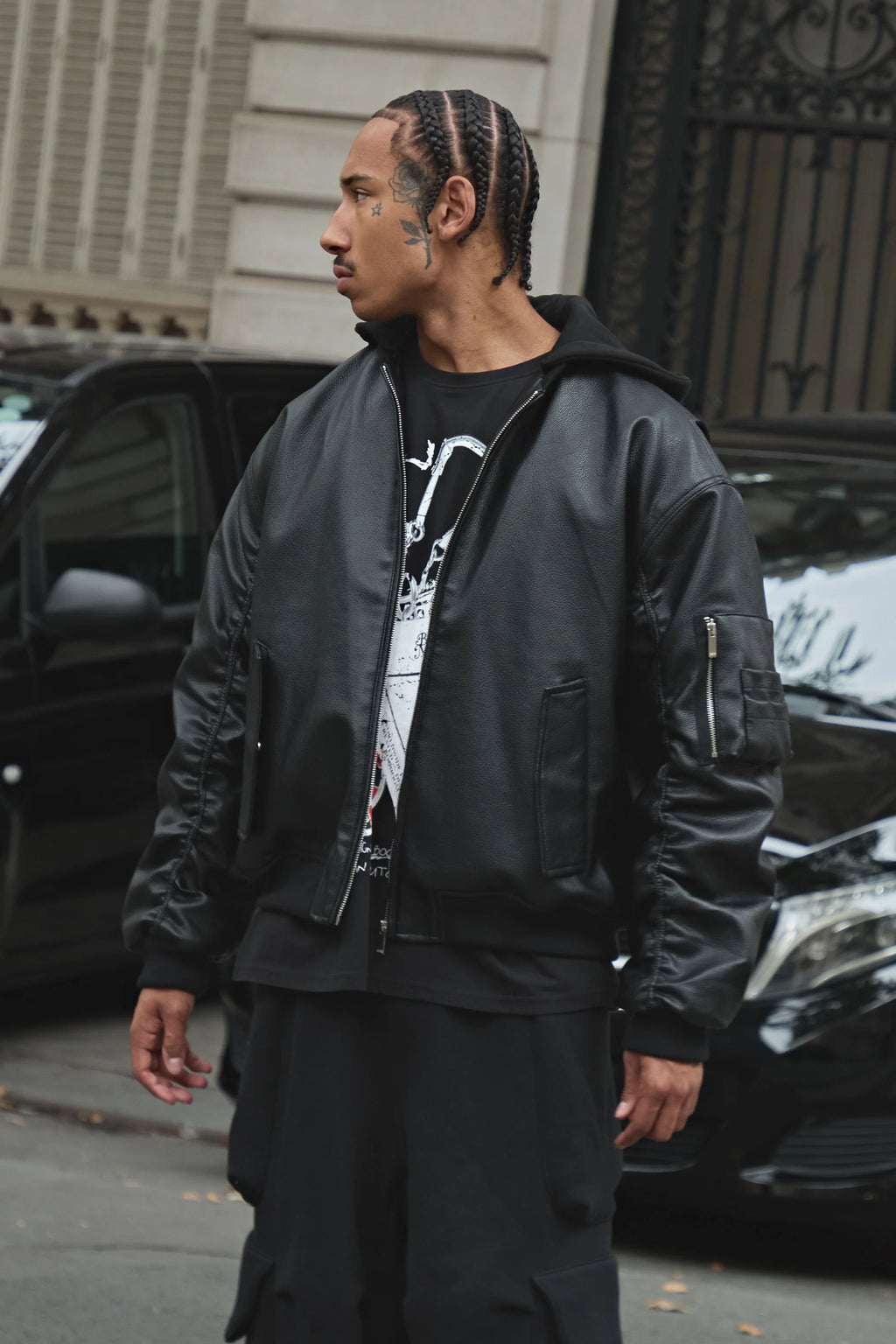 BOMBER OVERSIZE À CAPUCHE EN JERSEY TEXTURÉ