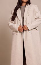MANTEAU OVERSIZE STRUCTURÉ GRIS CHAMPIGNON À DOUBLE BOUTONNIÈRE