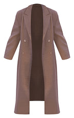 MANTEAU OVERSIZE STRUCTURÉ GRIS CHAMPIGNON À DOUBLE BOUTONNIÈRE