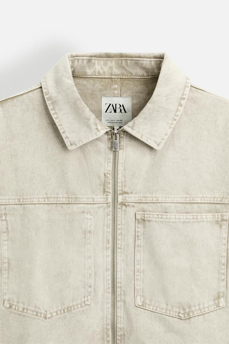 Cropped denim overshirt