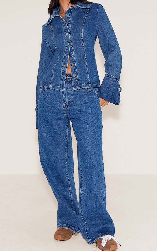 PETITE JEAN DROIT À TAILLE MI-HAUTE