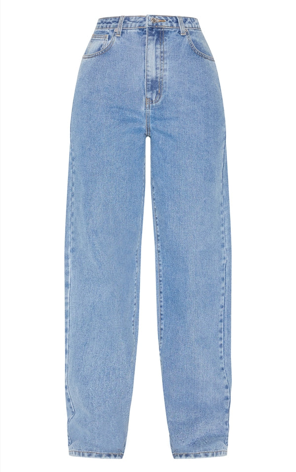 TALL JEAN BOYFRIEND MOYEN BLEU DÉLAVÉ À TAILLE HAUTE