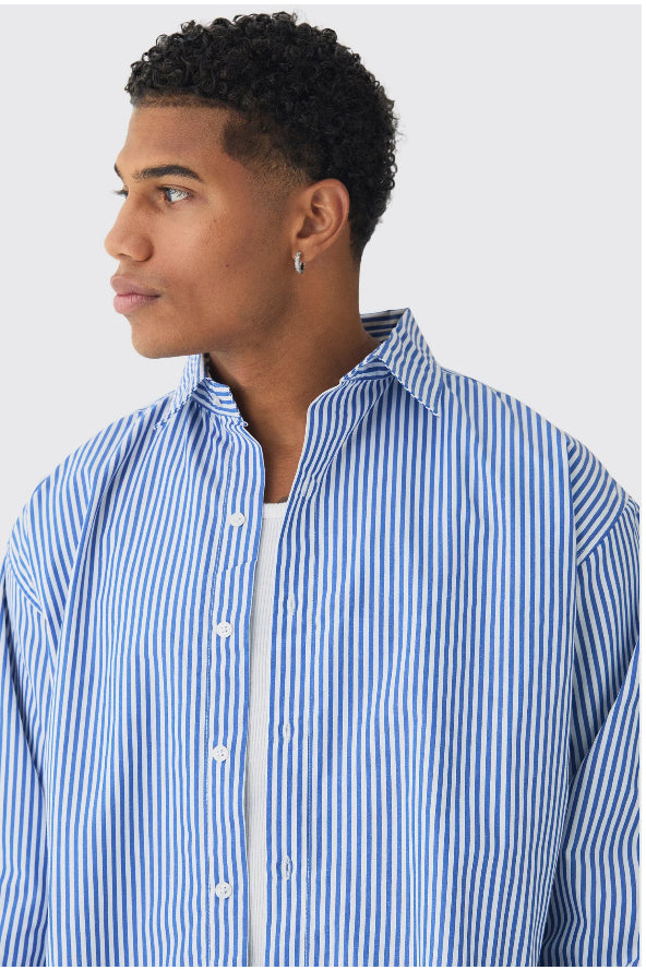 CHEMISE OVERSIZE À RAYURES ET MANCHES LONGUES
