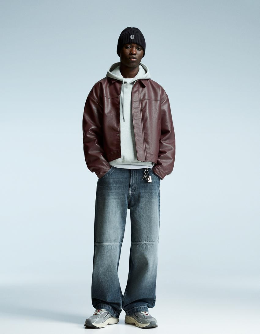 Veste Boxy Fit en Similicuir