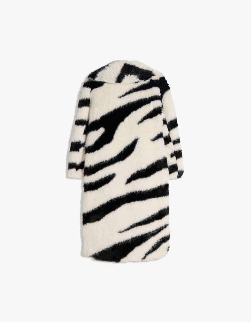MANTEAU FAUSSE FOURRURE IMPRIMÉ ANIMAL