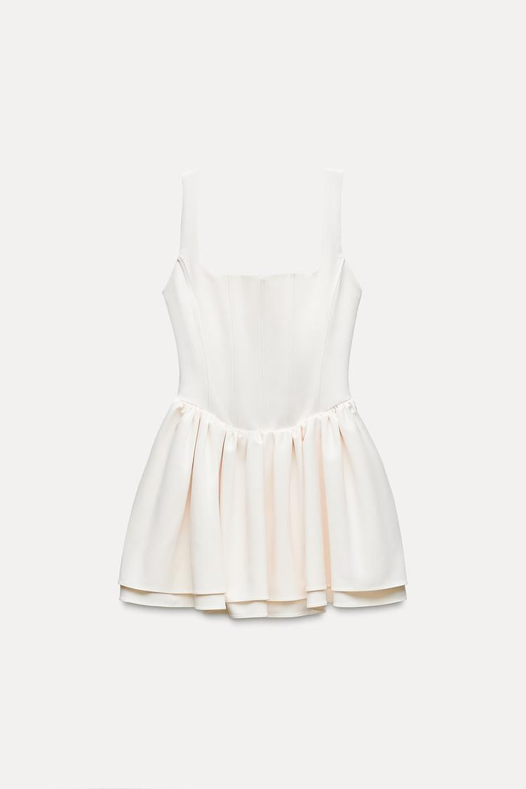 Robe style corset a plis - Beige