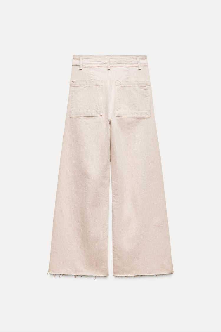 Jean collection zw marine droit a taille haute - Sable