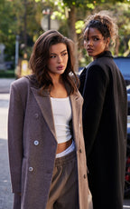 MANTEAU OVERSIZE STRUCTURÉ GRIS CHAMPIGNON À DOUBLE BOUTONNIÈRE