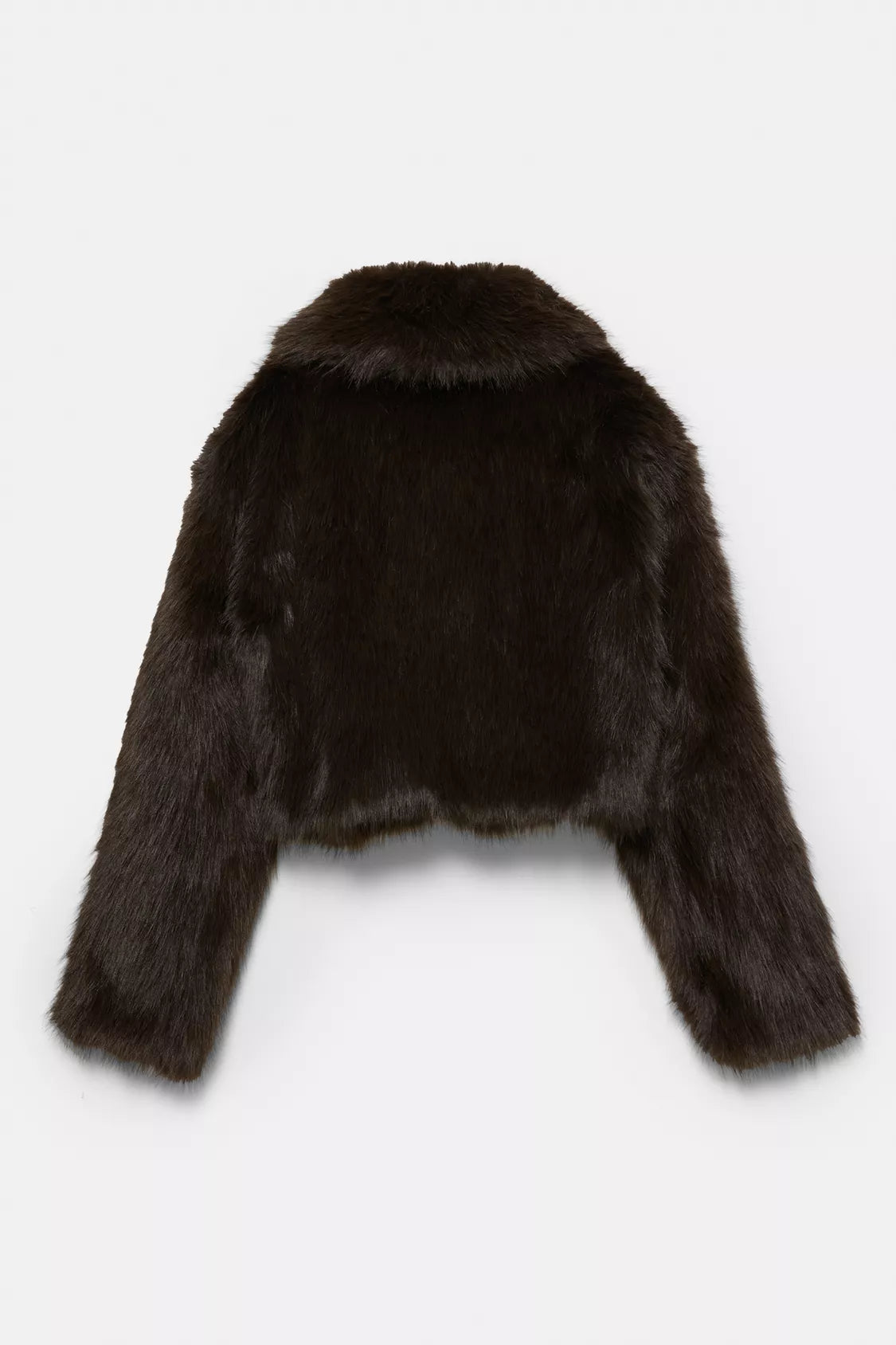 MANTEAU COURT EN FAUSSE FOURRURE À FERMETURE ÉCLAIR