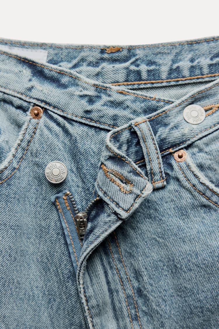 Jean trf wide leg cinturilla cruzada taille haute - Gris