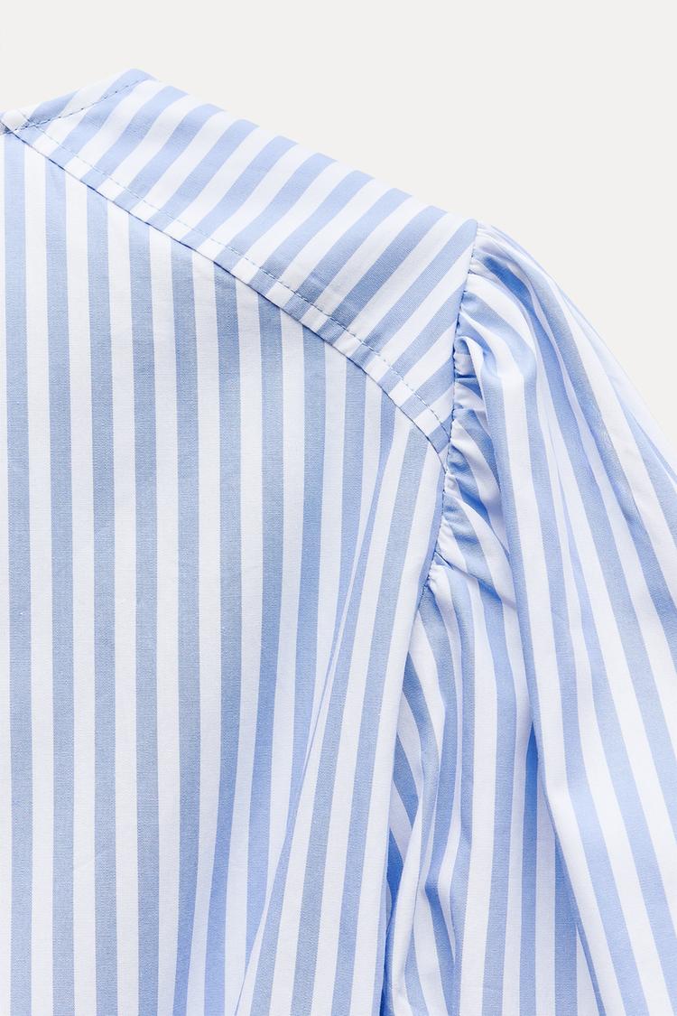 Robe en popeline a rayures - Bleu