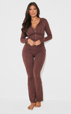 SHAPE HOODIE SCULPTANT STRETCH MARRON À ZIP