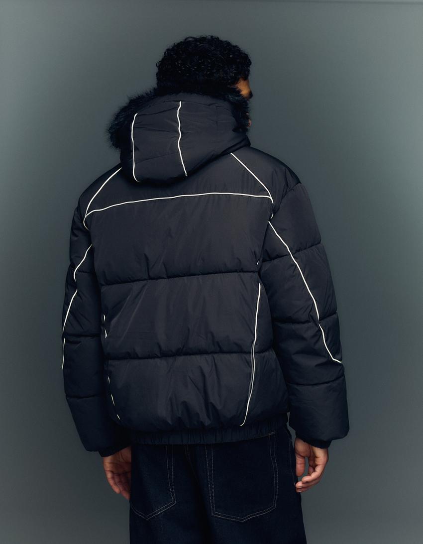 BLOUSON TECHNIQUE À CAPUCHE FAUSSE FOURRURE