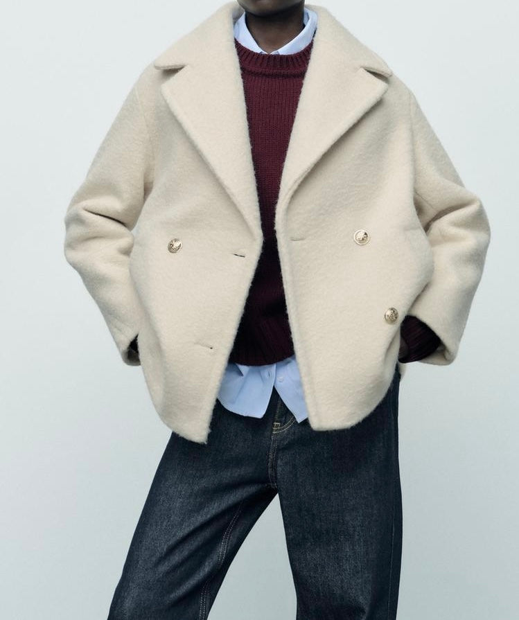 Manteau mis long bouclé - Noir